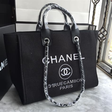 chanel canvas black bag